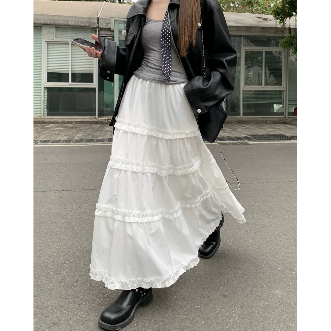 质感显瘦白色蛋糕裙2025秋季新品小众重工设计半身裙INS小白裙