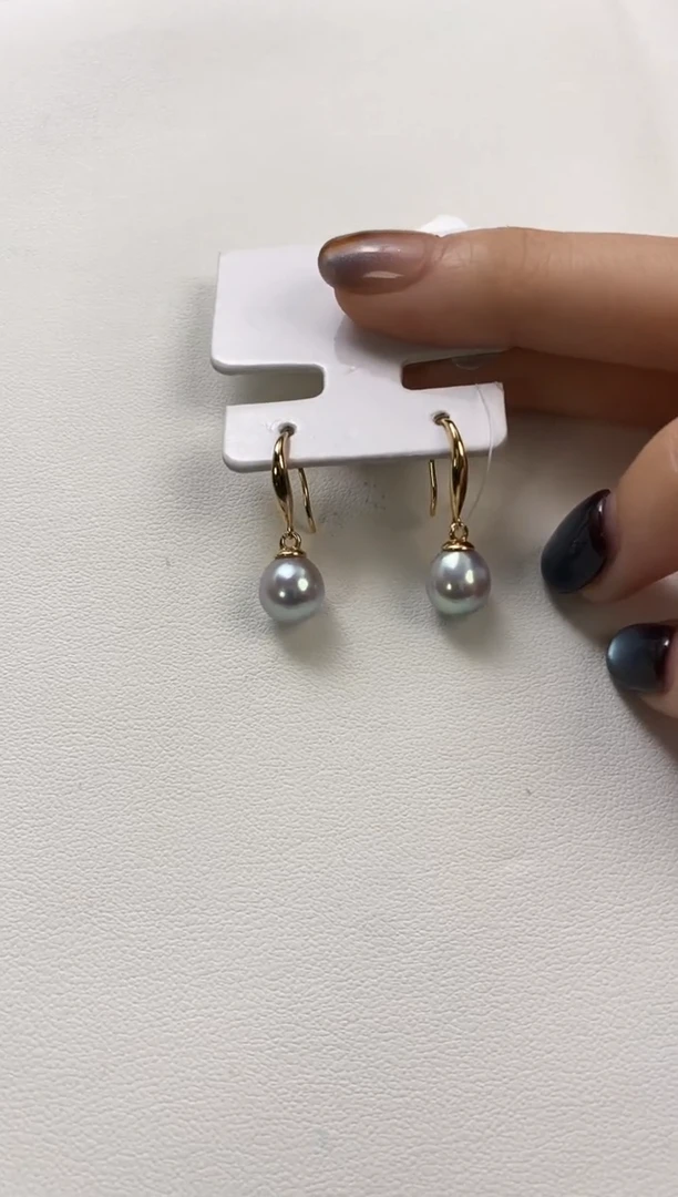 银S925镶嵌耳饰海水珍珠7-8真多麻耳饰