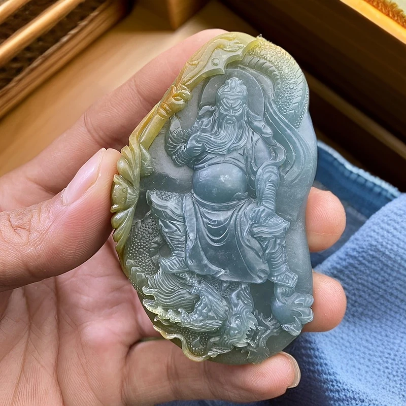 黄翡御龙关公包抛光尺寸78/50/9.6缅甸二姐手镯定制直播间