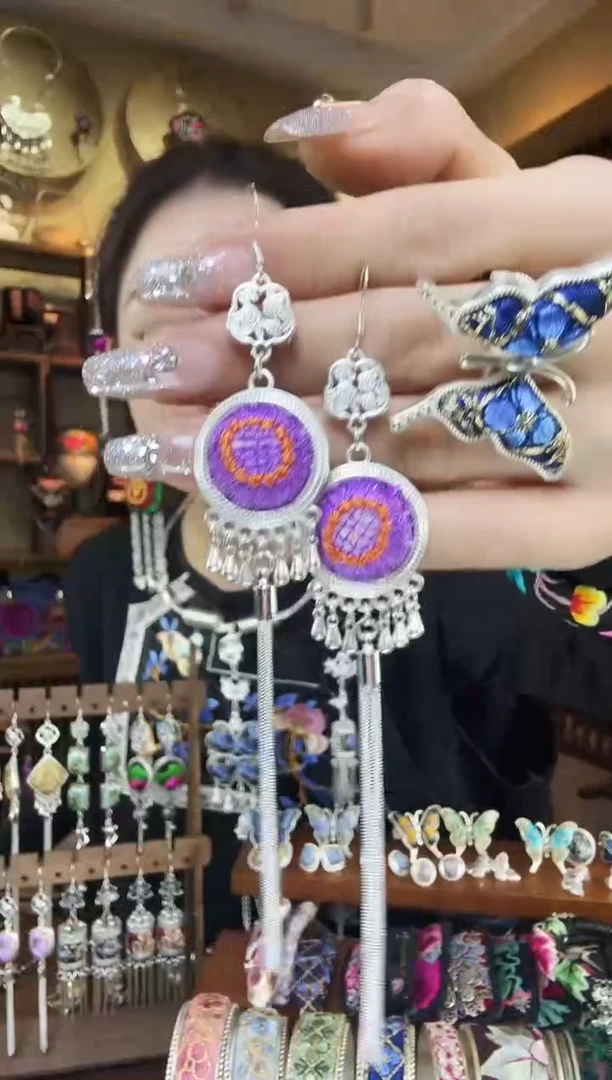 刺绣非遗刺绣民族风耳环