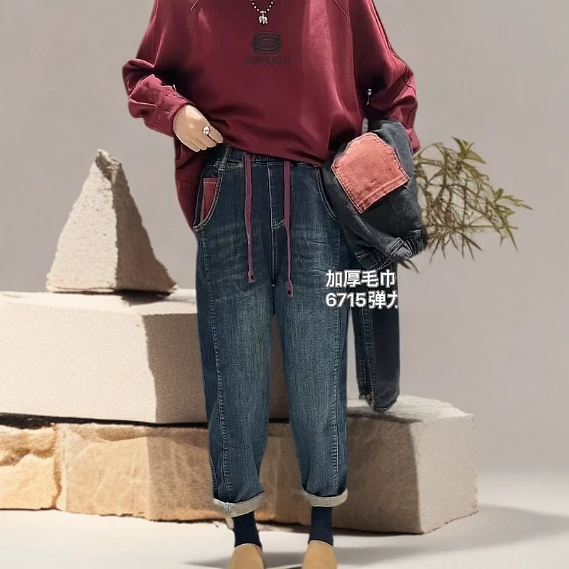 时尚宽松休闲牛仔裤简约大方百搭直筒黑色设计师显瘦休闲裤中腰裤