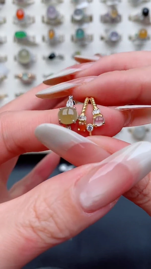 银S925镶嵌戒指翡翠...