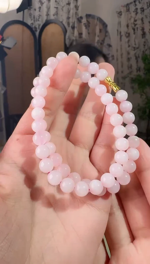 颈饰未镶嵌和田玉藕粉项链 8mm