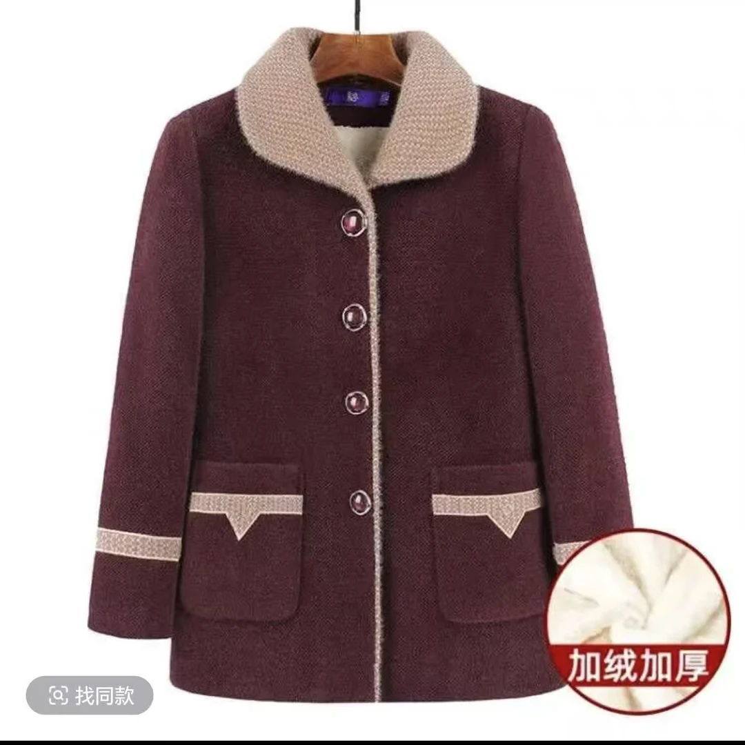 7978中老年人冬装女奶奶加绒加厚外套妈妈装保暖衣服3号仓