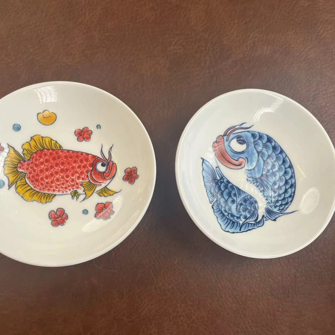 昨明 新国风国潮 龙鱼味碟一对（2只装）