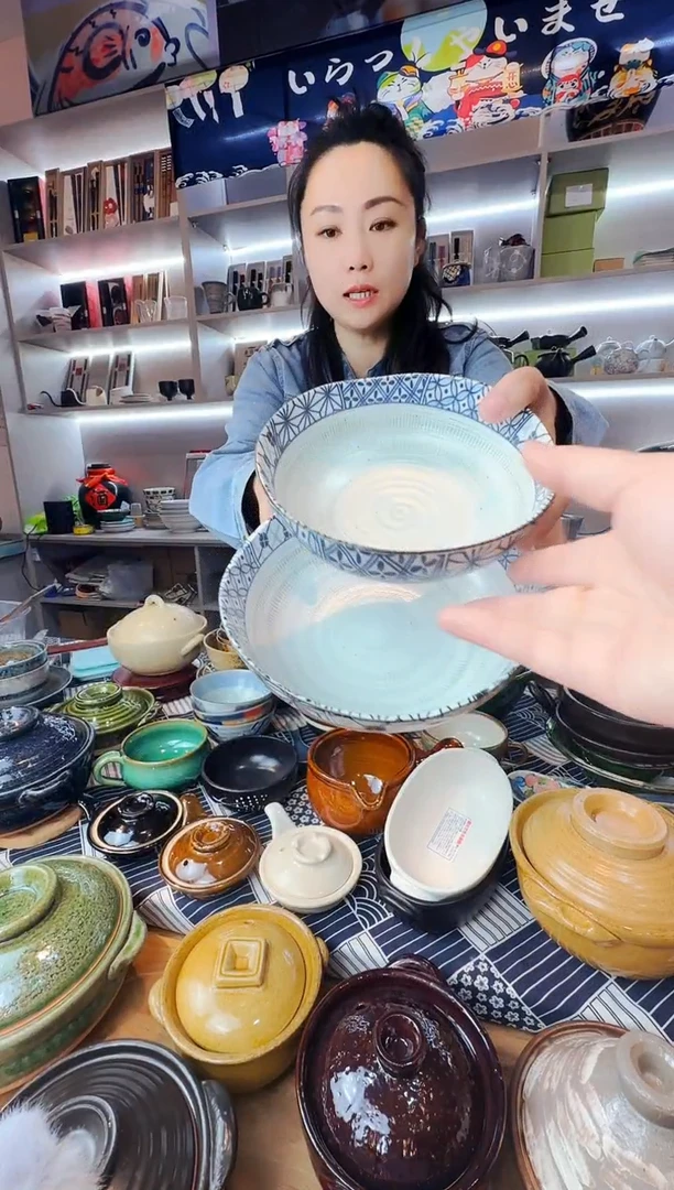 日本进口美浓烧大小对碗一套