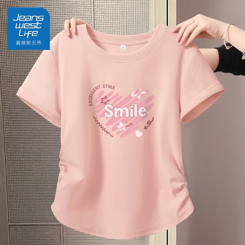 真维斯无界2025夏软妹纯欲短袖T恤设计甜美可爱休闲减龄520穿搭z