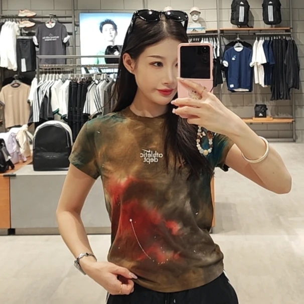 NIKE/耐克【流光风】短款常规圆领扎染休闲风短袖T恤 II7232289