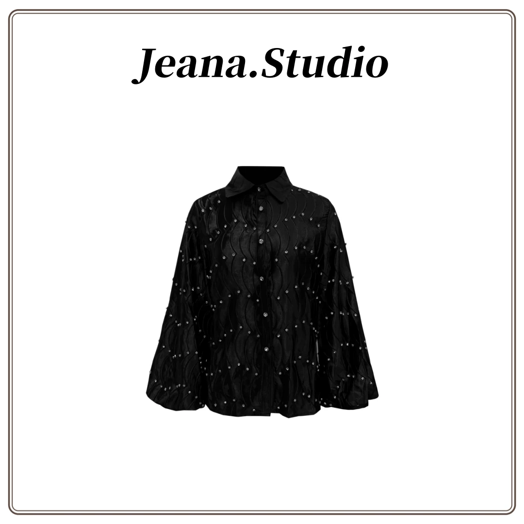 【Jeana.Studio】原创设计手工系列宝石镶钻小众开衫纽扣款式衬衫