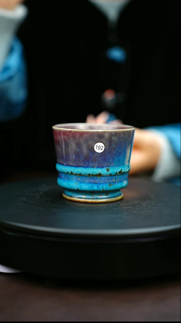 192#原矿钧瓷炉钧釉高足杯