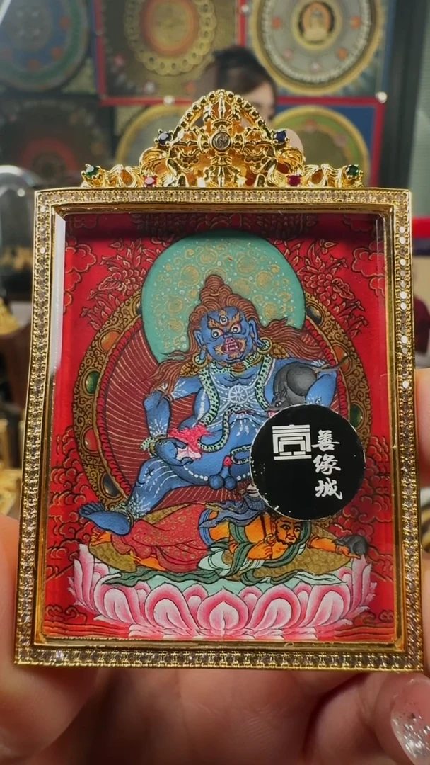 吊坠壹善缘城手绘唐卡黑C