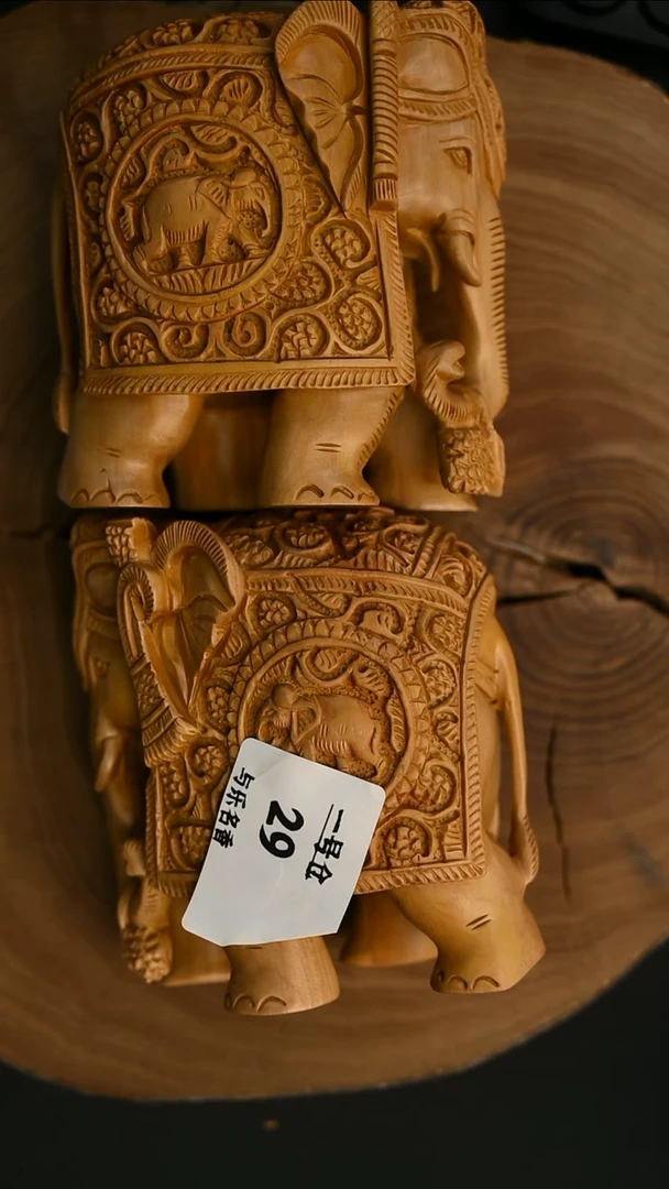 檀香木其他1号老山檀工艺品大象一对570克