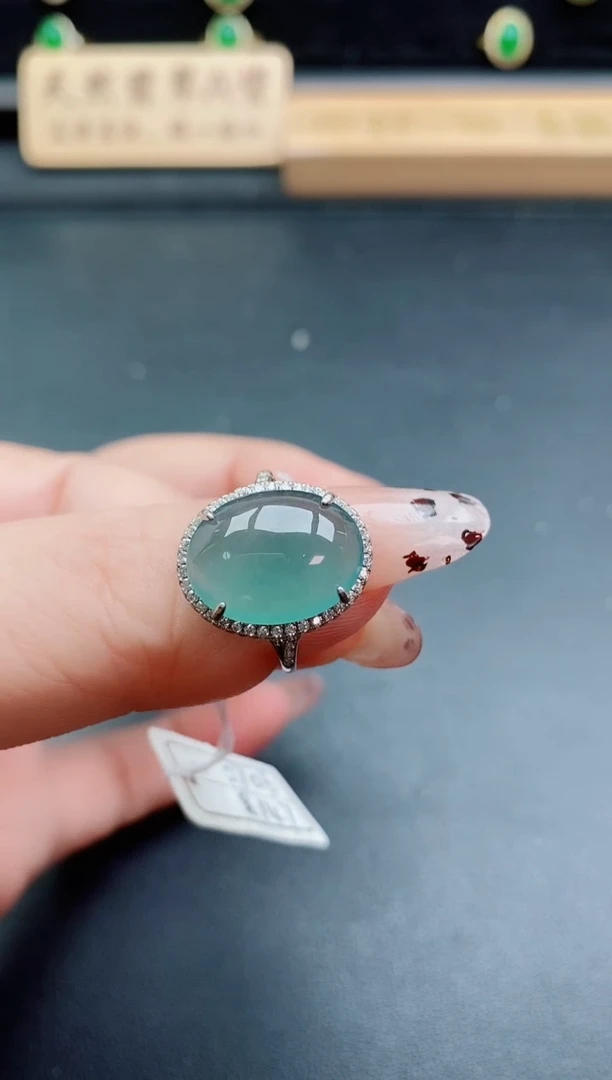 银S925镶嵌戒指翡翠1