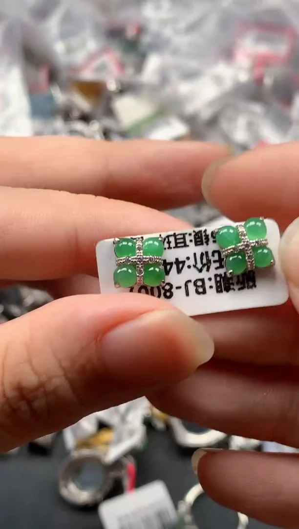 银S925镶嵌戒指翡翠天然A货缅甸翡翠