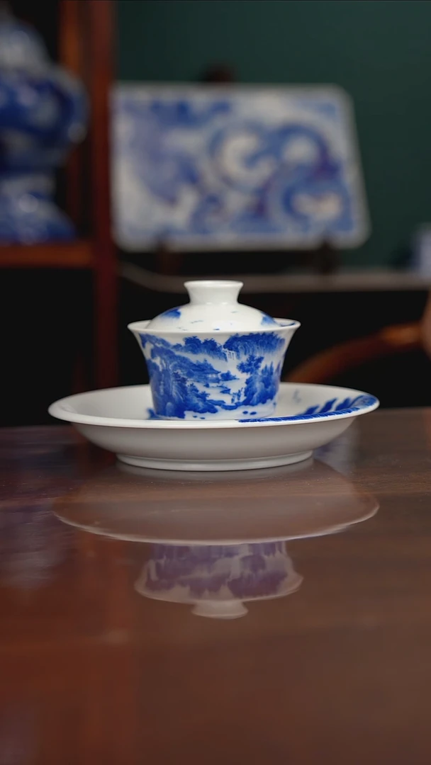 晓月柴窑 山水一套