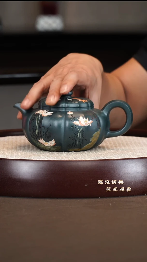 茶壶紫砂吴顺华 筋囊仿古 景舟老绿泥 260cc
