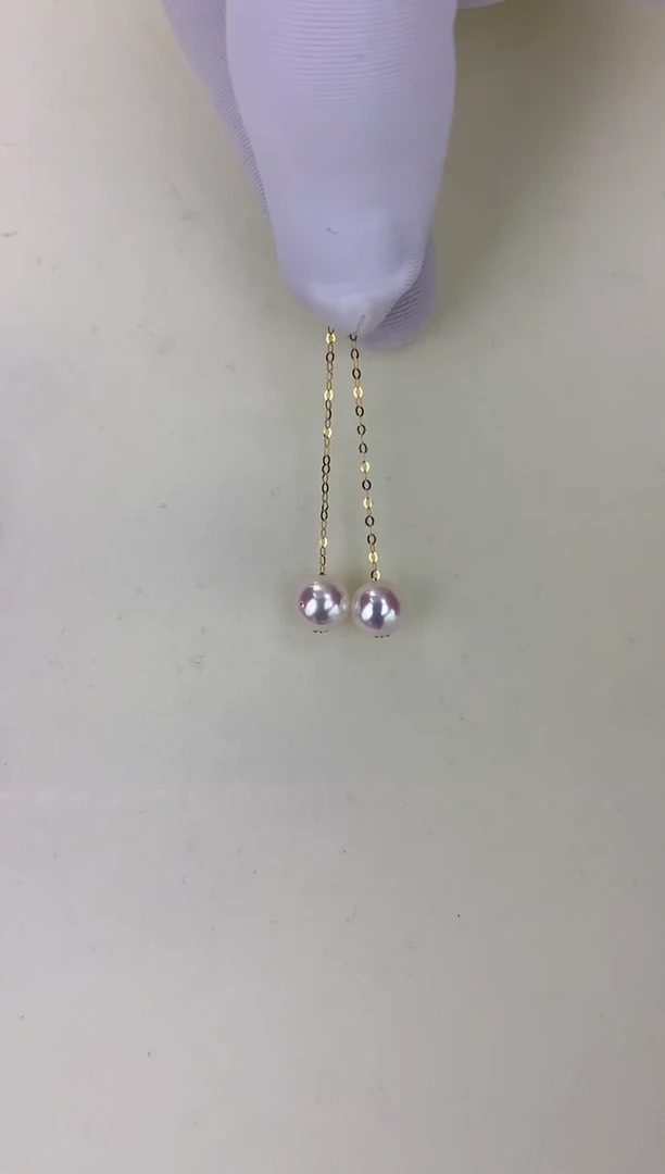 18K金镶嵌DA海水珍珠 GD040 6-7 耳线定制