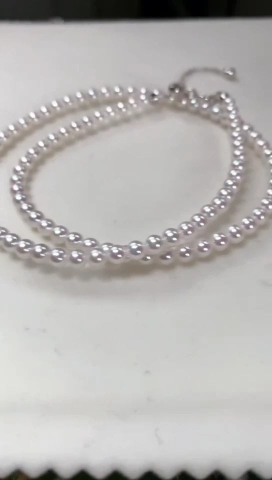 【闪购商品】淡水珍珠项链银S925镶嵌4-5极光淡水