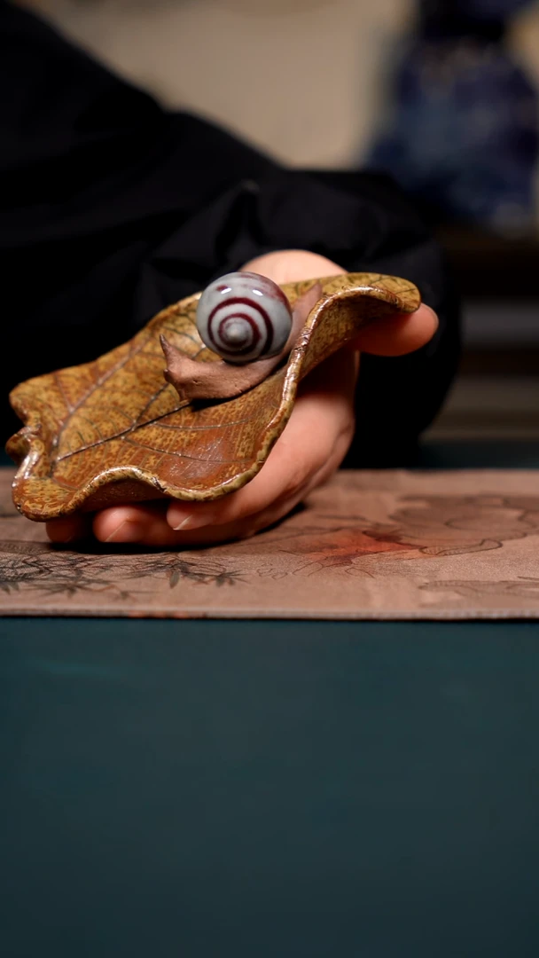 原矿石钧瓷茶器摆件