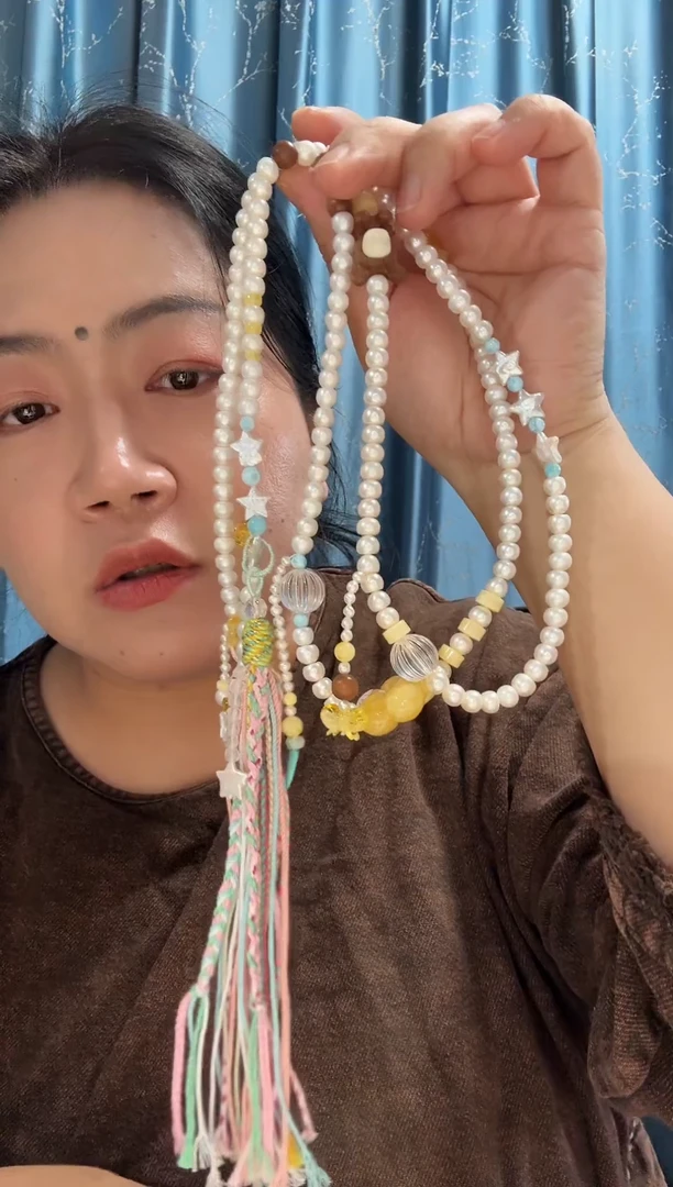 蜜蜡项链未镶嵌蜜蜡珍珠项链斜跨