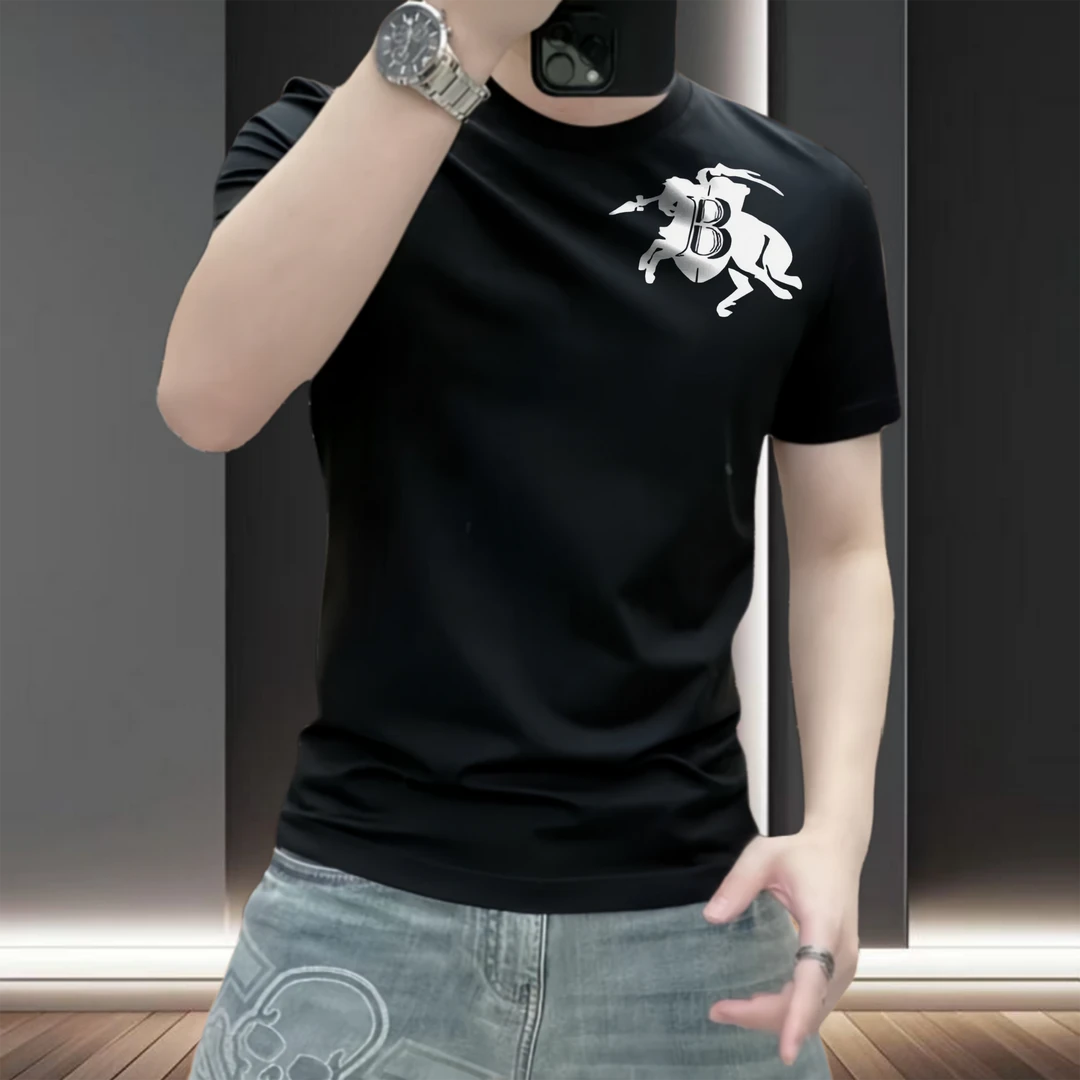 美式痞帅短袖t恤男士夏季潮牌轻奢百搭男装时尚修身潮流圆领上衣