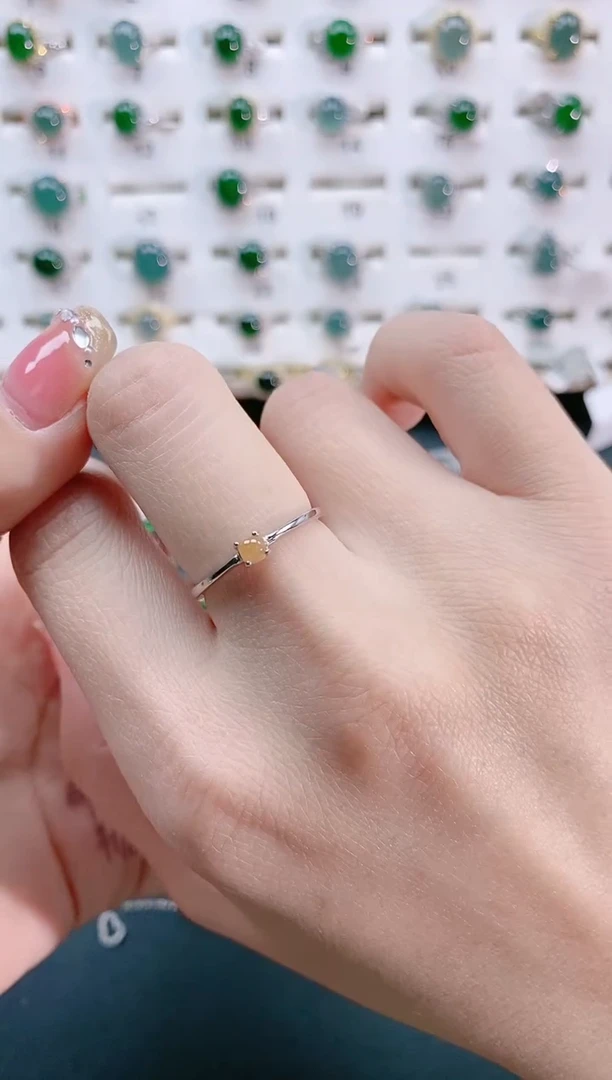 【闪购商品】翡翠戒指银S925镶嵌天然翡翠