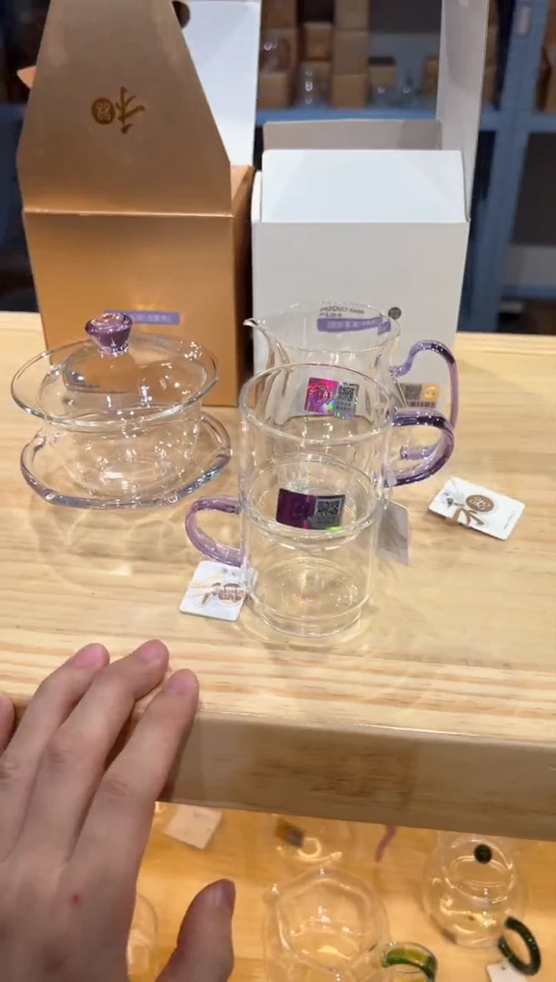 禾器-禅语盖碗-浅紫色+颂妍浅紫+逸杯浅紫2只