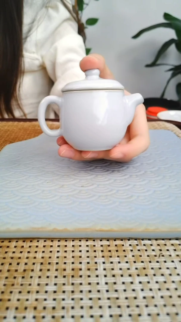全陶 窑变 精品 手把壶 孤品  白色汝窑