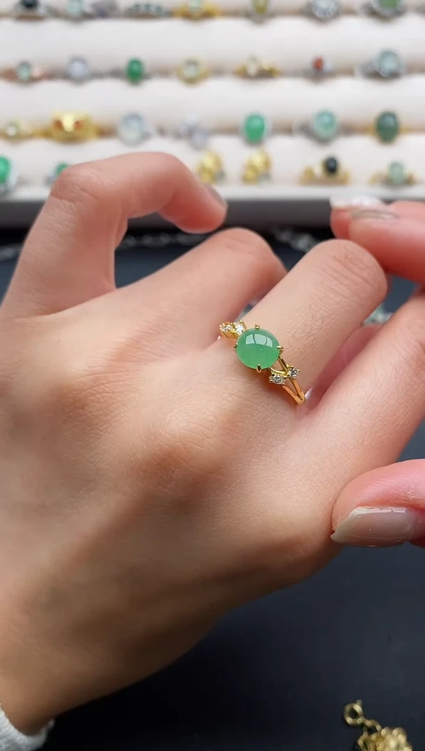 银S925镶嵌戒指翡翠66666666+9