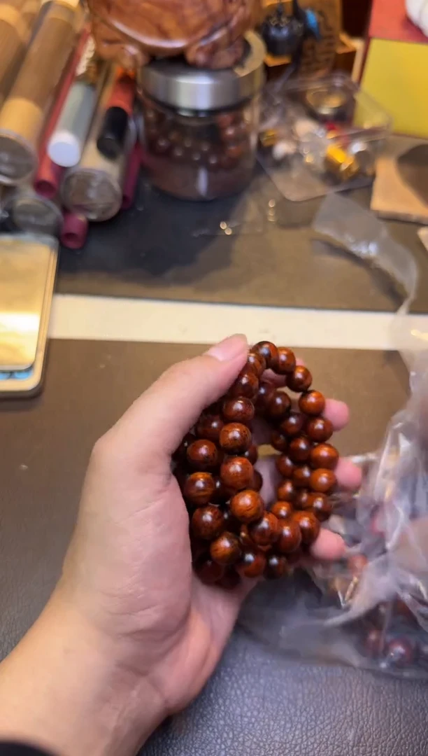 黄花梨/降香黄檀手串/手链红降芝麻点1.2单圈