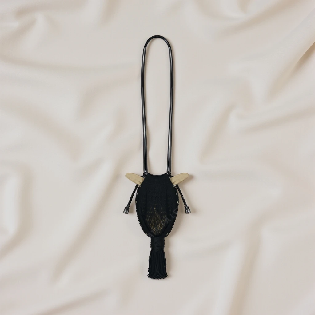 CatalpaLew「豌豆子」墟生美学单肩编织渔网袋镂空灯包#C40077