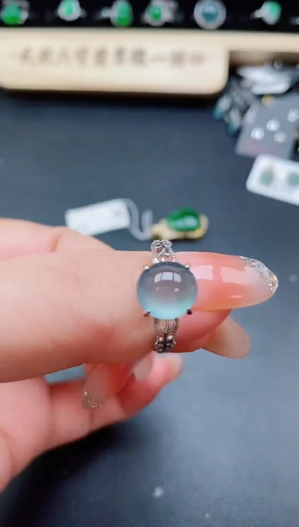 银S925镶嵌戒指翡翠1