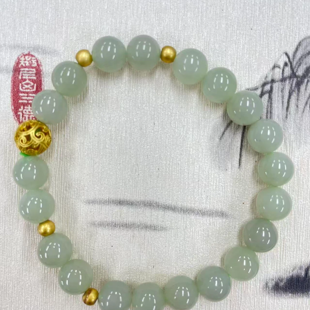 新疆天然和田玉且末蓝手串