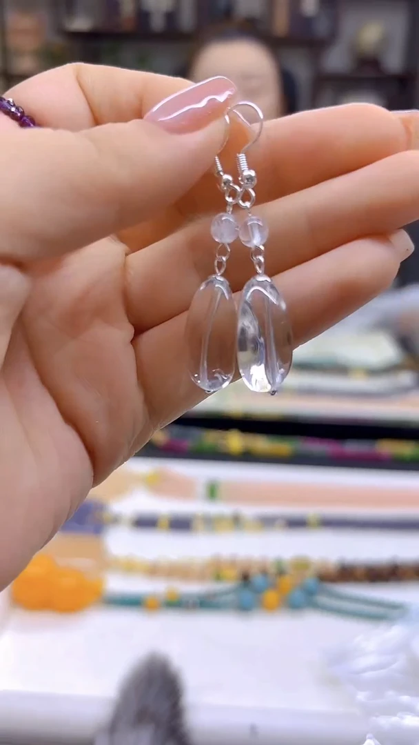 水晶耳饰银S925镶嵌DIY款E842