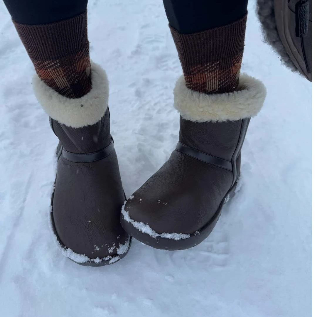COCOLINDA| “北欧小镇”欧美风情【羊皮】防滑保暖咖啡色雪地靴X2559