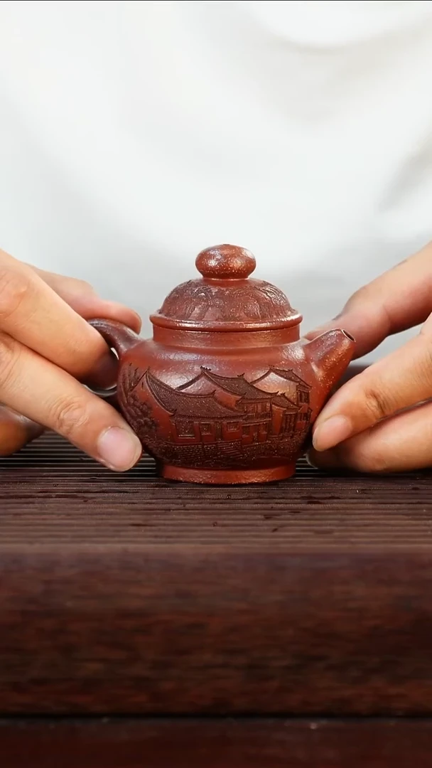 茶壶紫砂手刻掇只150cc左右