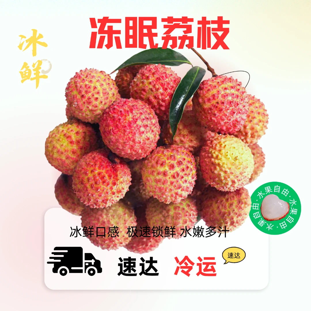 冰鲜冻眠荔枝鲜果直接冷冻老树大果新鲜采摘液氮低温保鲜速运速达