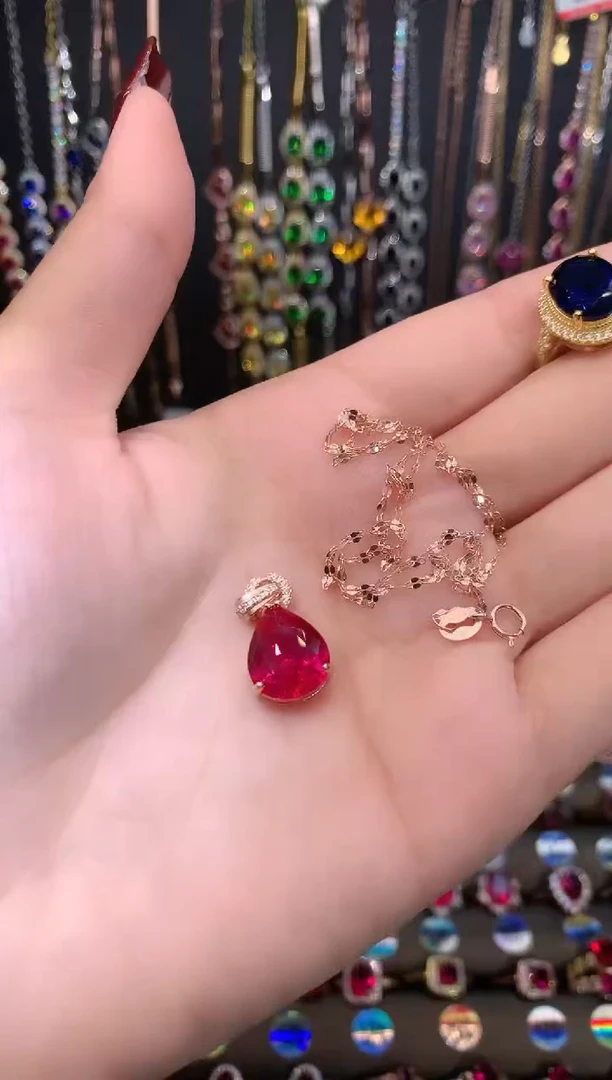 【闪购商品】红宝石吊坠(赠链)银S925镶嵌玫瑰金