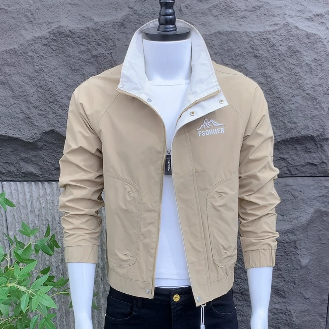 时尚男士休闲显气质修身百搭帅气立领夹克简约男款外套266