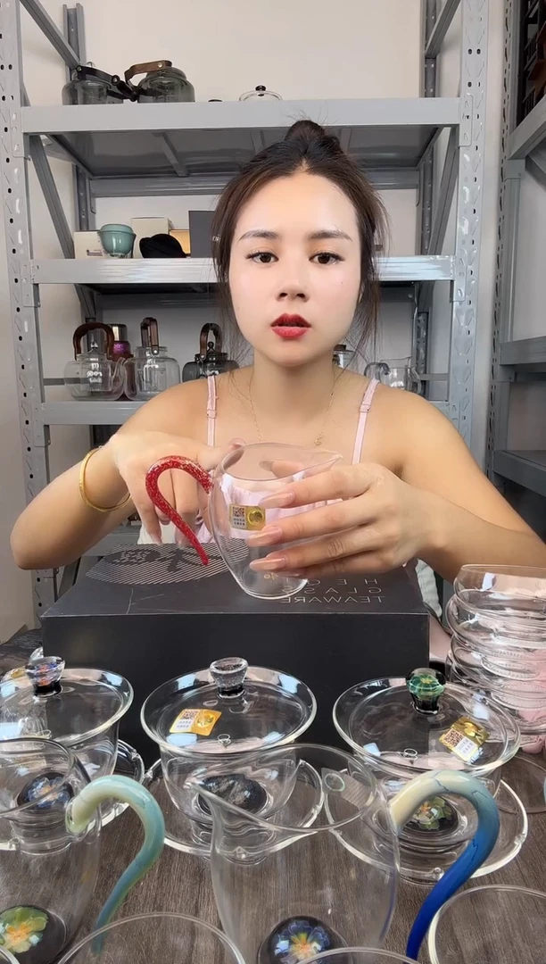 手工艺品玻璃禾器 红金怡然公道杯 普通盒