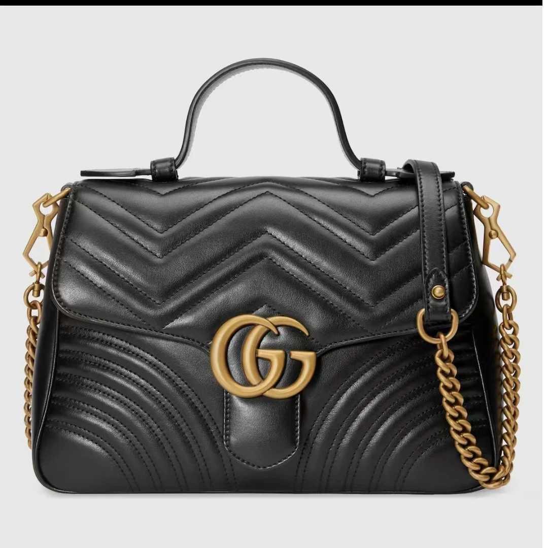 99新 GUCCI/古驰 思斯专属 Gucci黑金马蒙中号26邮差 THFP283