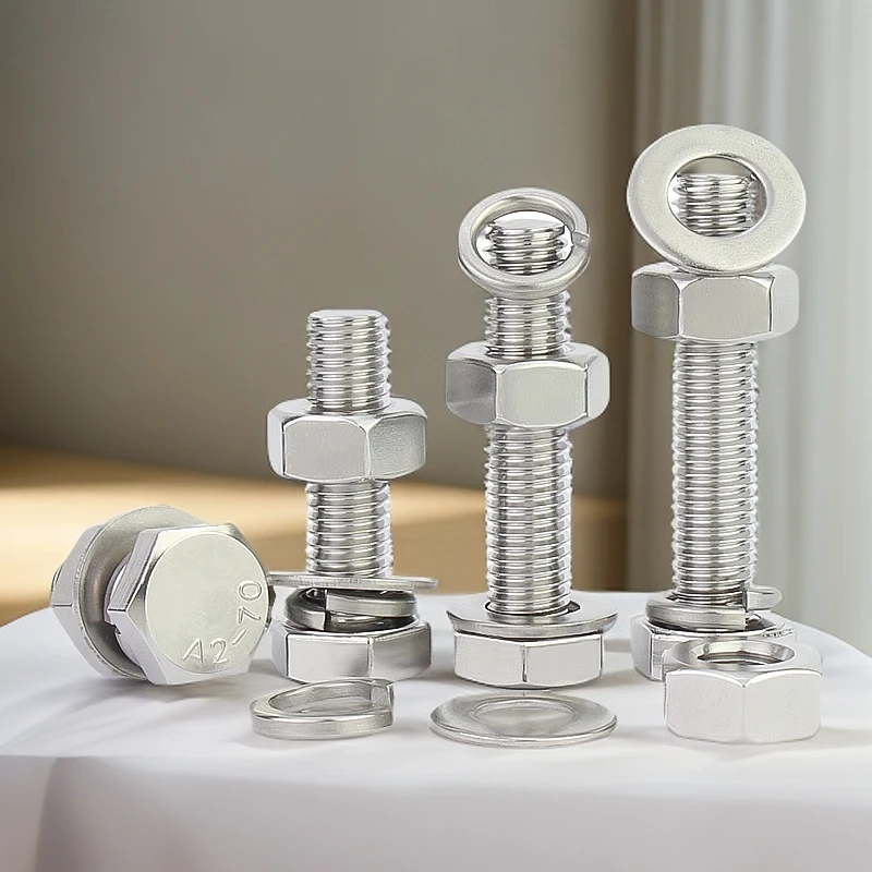 外六角螺栓304不锈钢螺丝螺母套装大全螺杆12M14M16M18M20
