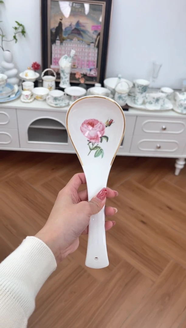 【闪购商品】碗玫瑰高骨骨瓷大公勺