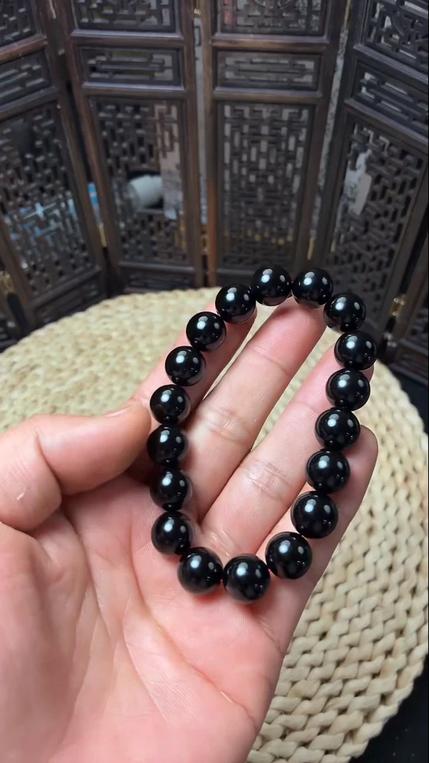 未镶嵌手串玛瑙/玉髓黑玛瑙圆珠手串12mm