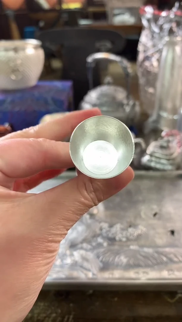 【闪购商品】足银999锤纹精工高脚小品杯