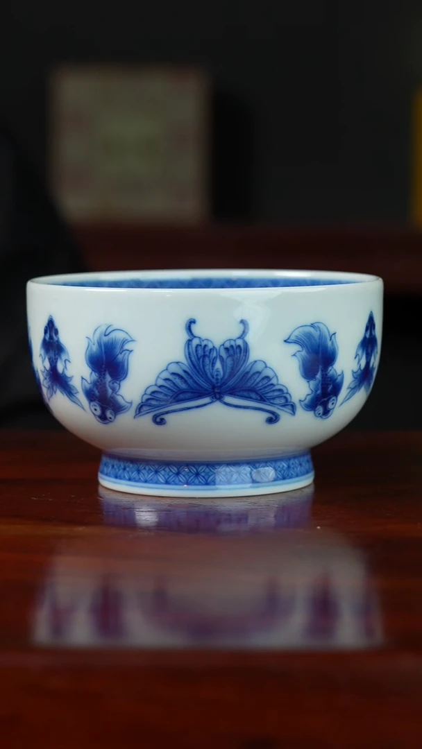 祖传窑真柴窑传承400年蝴蝶锦鲤普洱杯