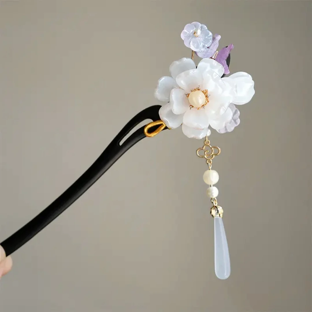 苏欣黑檀木发簪流苏盘发古典盘发旗袍汉服发饰