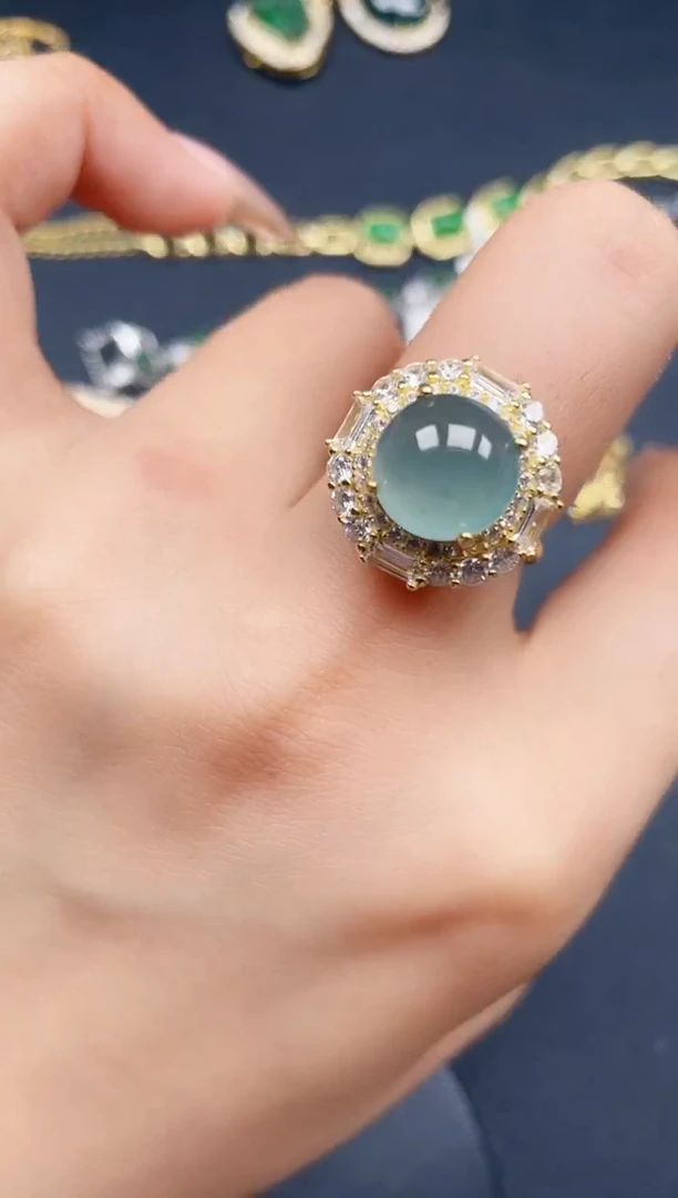 翡翠戒指银S925镶嵌423423