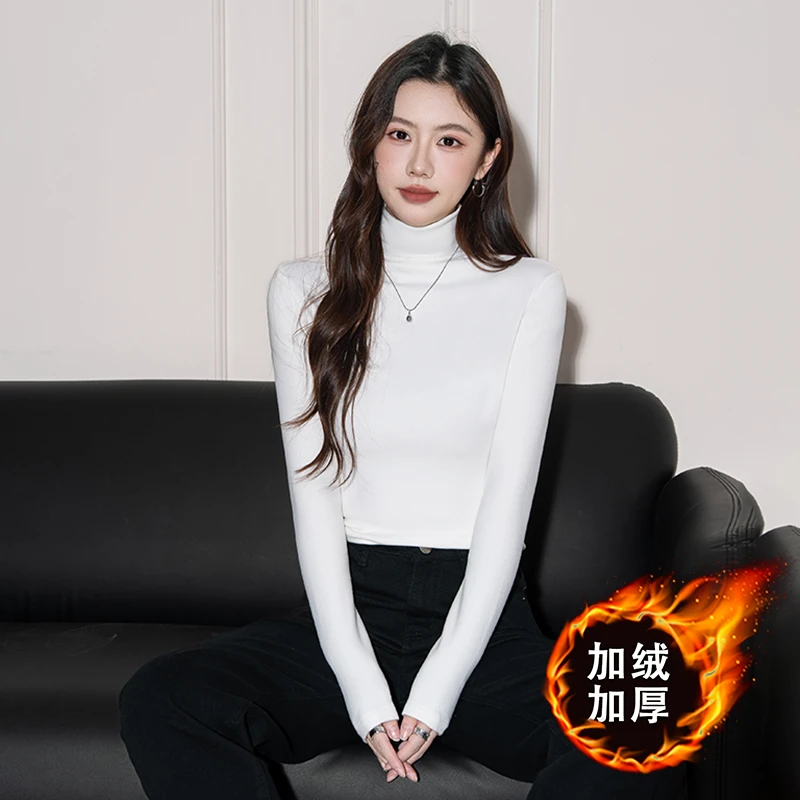 HI白色高领打底衫女内搭秋冬2025新款洋气修身保暖长袖上衣TC2256
