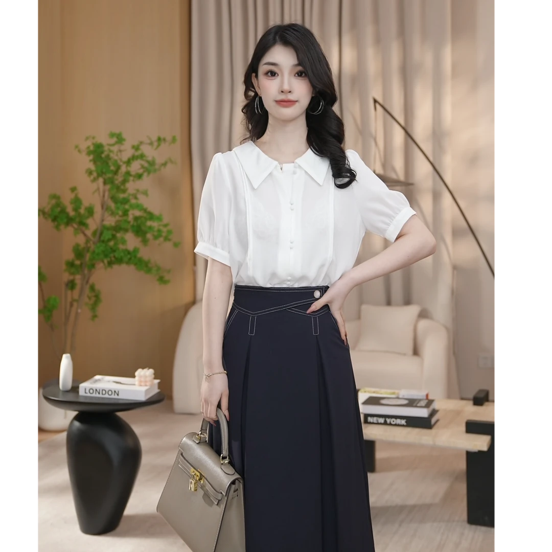 【曼贝破价】白色专柜同步夏季新款宽松设计感减龄气质8492229珮珮